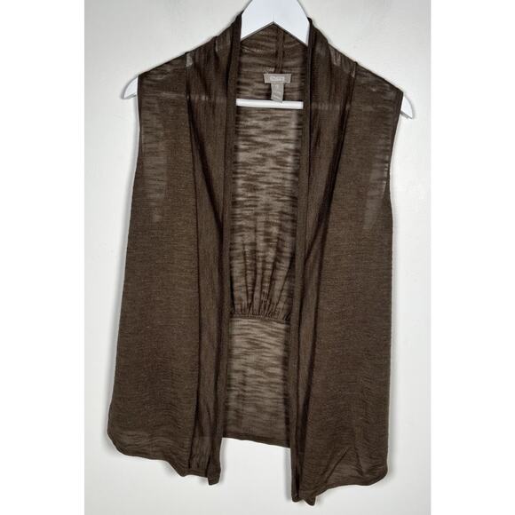 Chicos Womens Size 3 / US Large Cotton‎ Lightweight Lagenlook Knit Tan Vest - Picture 2 of 7